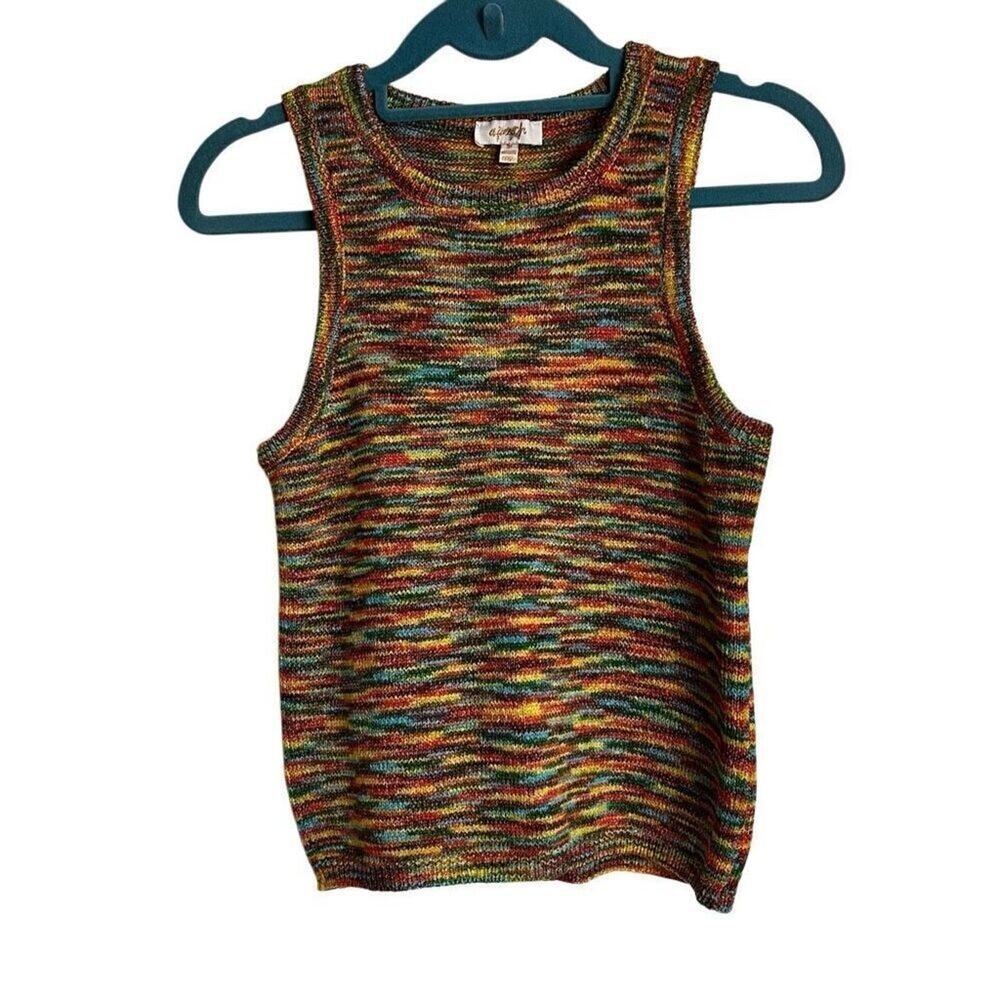 A. Peach Tank Top Womens Medium Multicolor Space Dye Crew Neck Knit Pullover